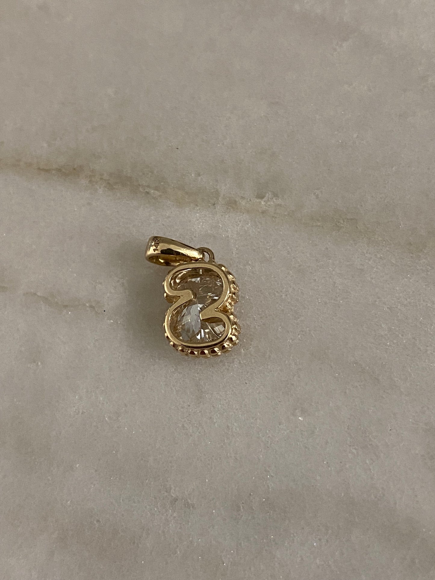 14k Gold Lab Diamond Initial S Letter Pendant