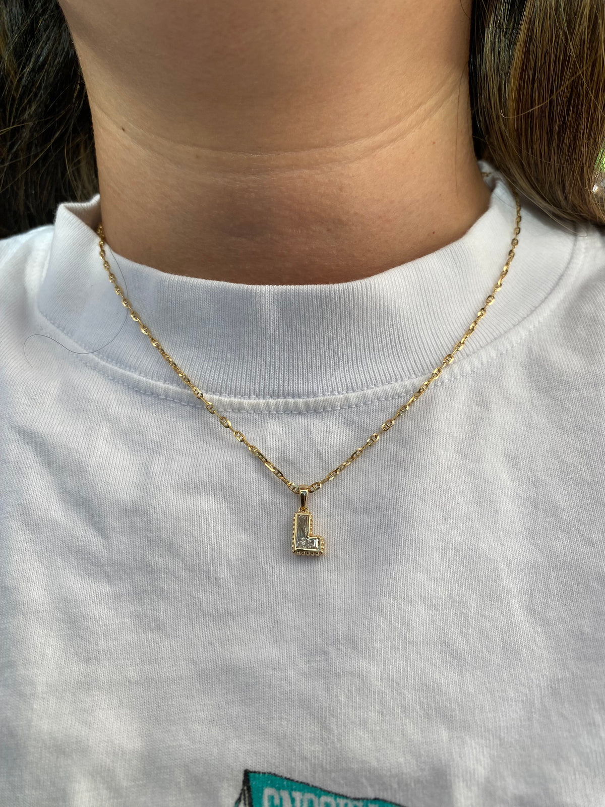 14k Gold Lab Diamond Initial L Letter Pendant