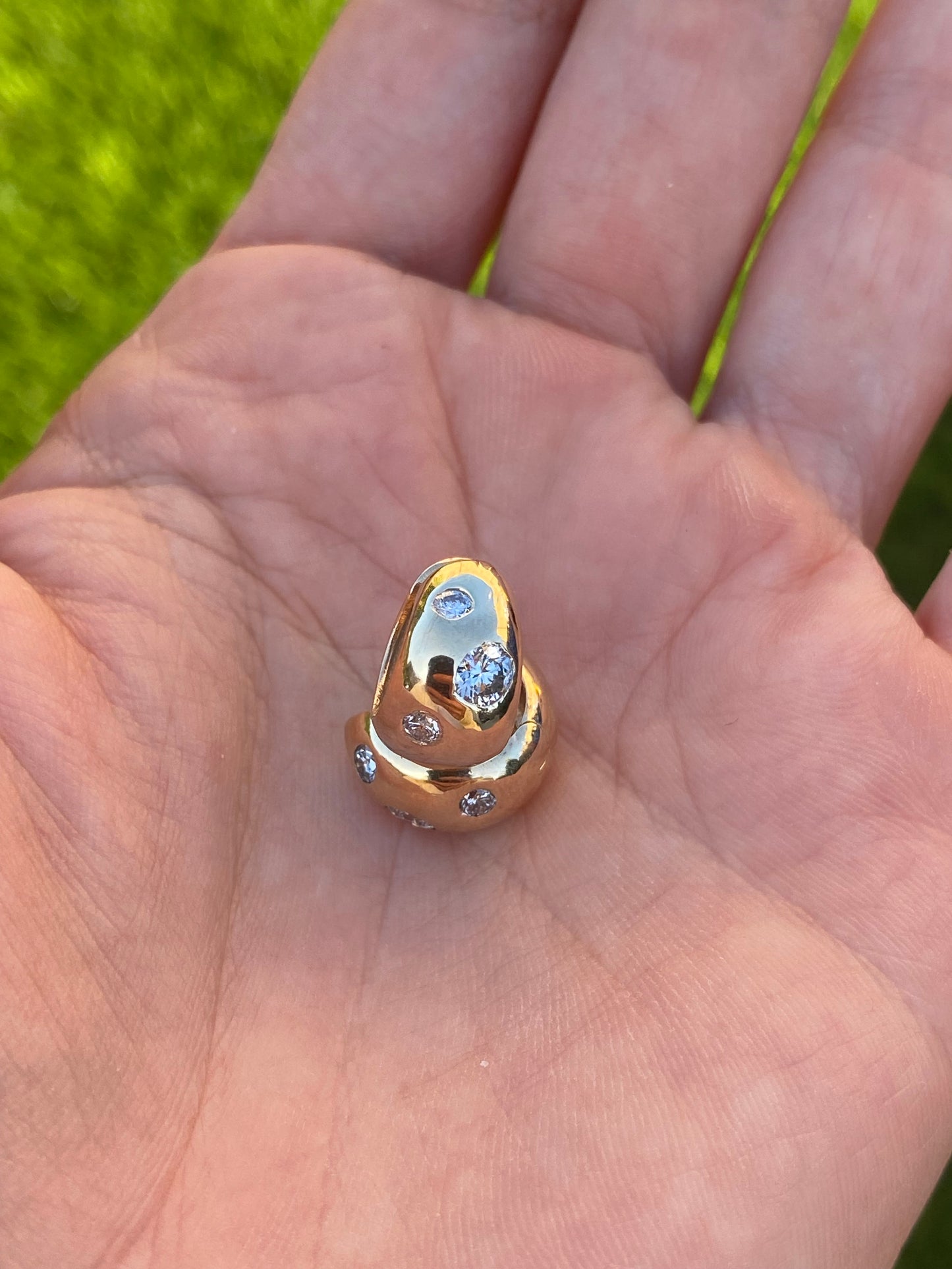 14k Gold Diamond Reversible Chubby Huggie Earrings
