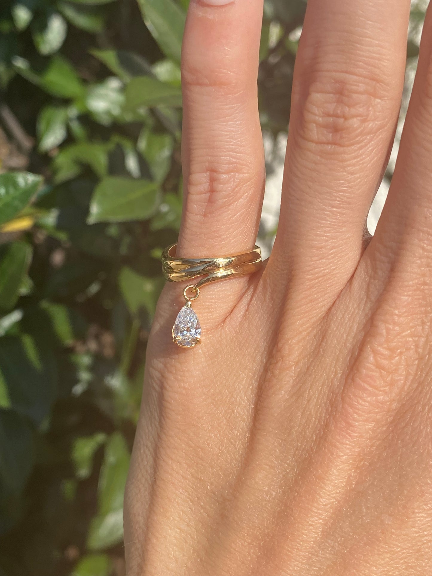 Baby : 14k Gold Dancing Pear Diamond Pinky Ring