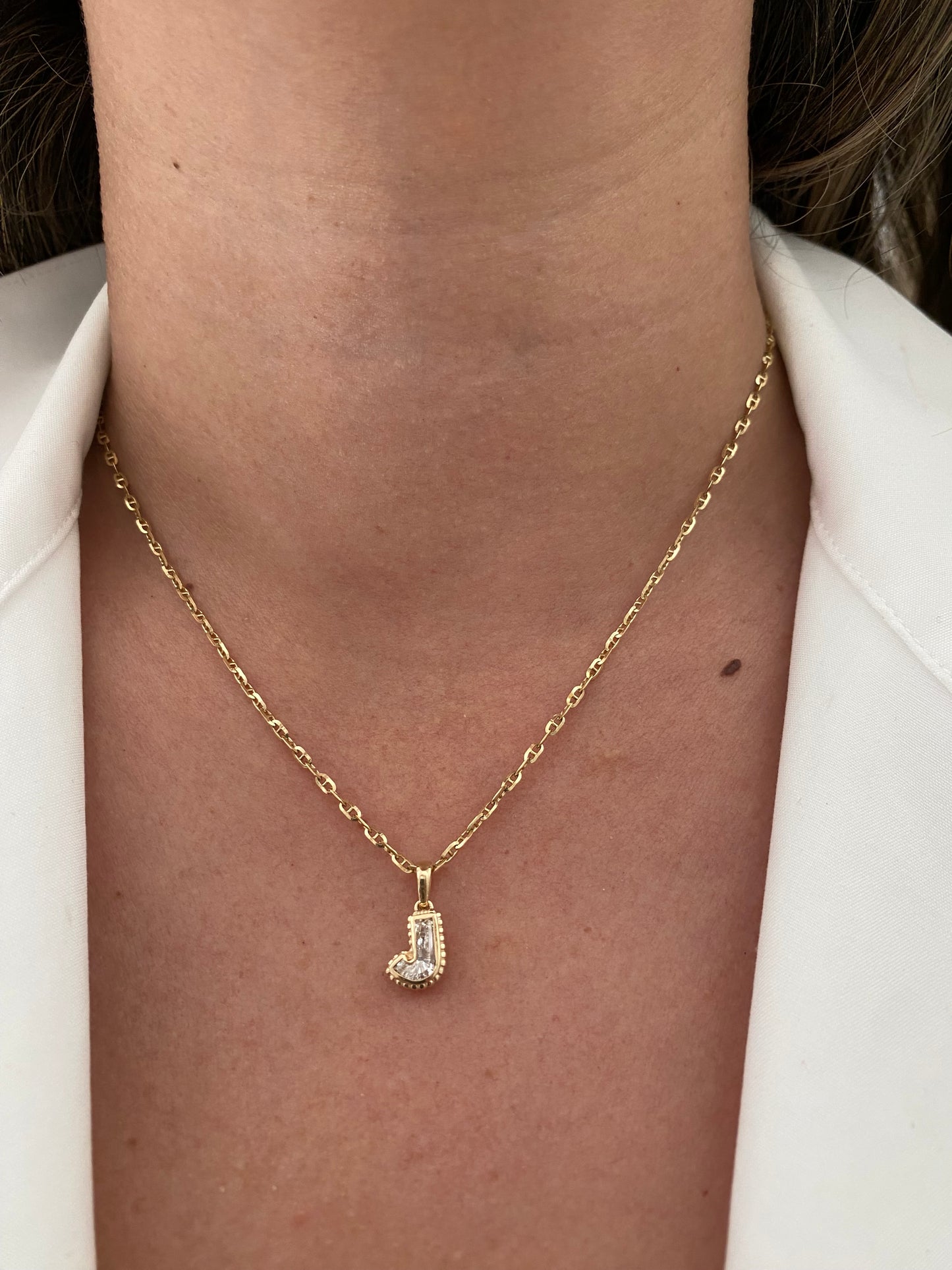 14k Gold Lab Diamond Initial Letter Pendant