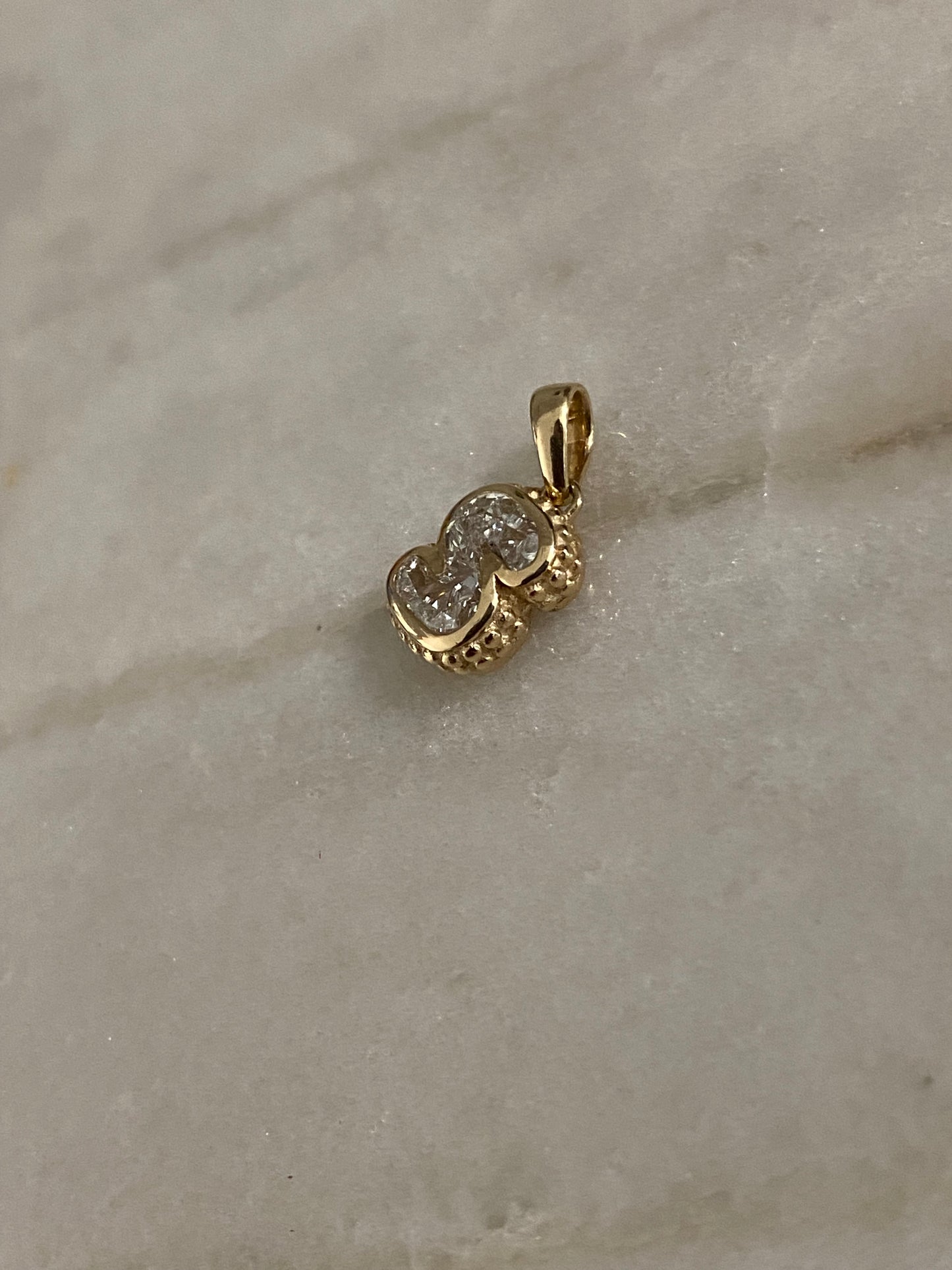 14k Gold Lab Diamond Initial S Letter Pendant
