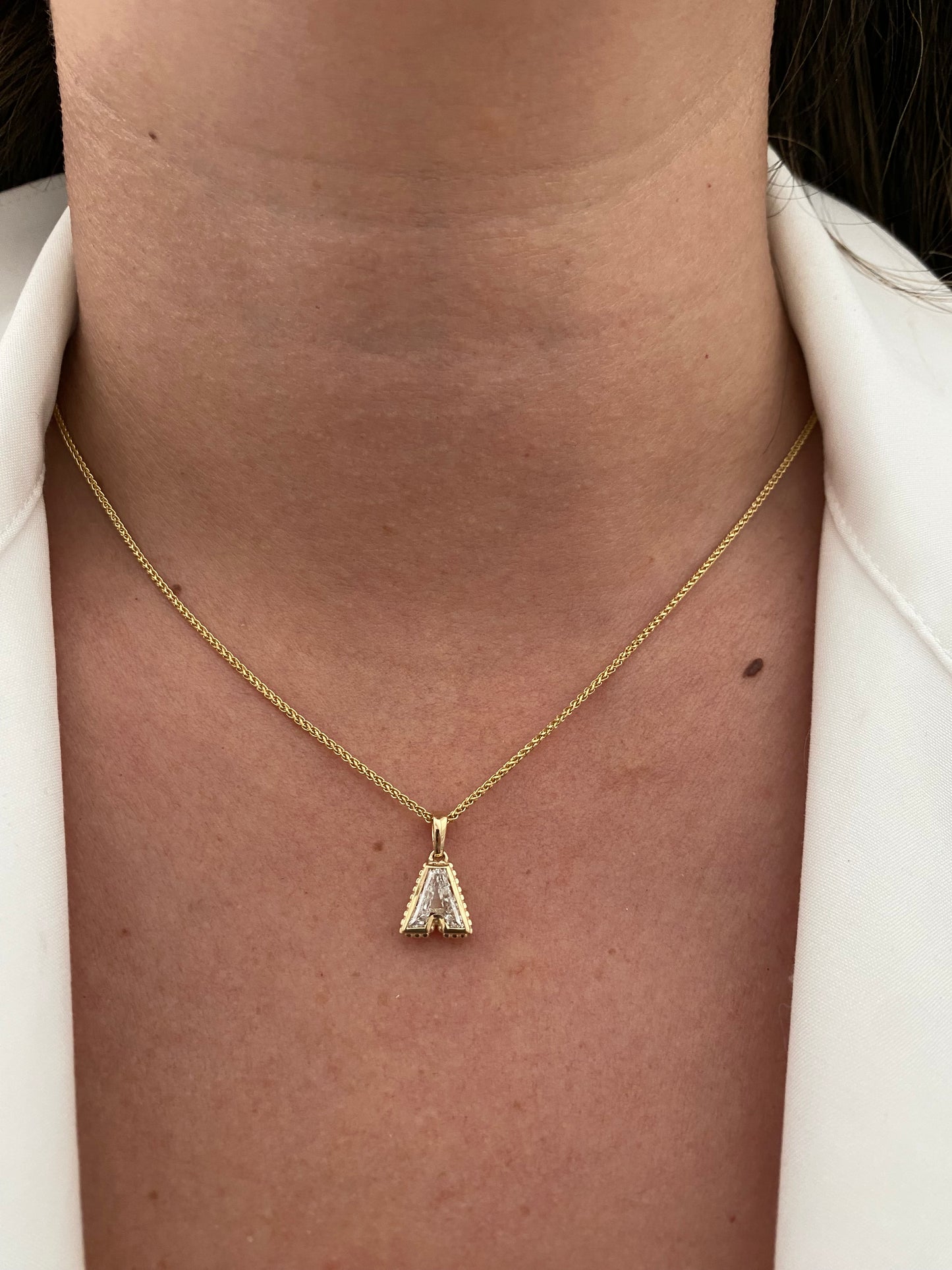 14k Gold Lab Diamond Initial  A Letter Pendant