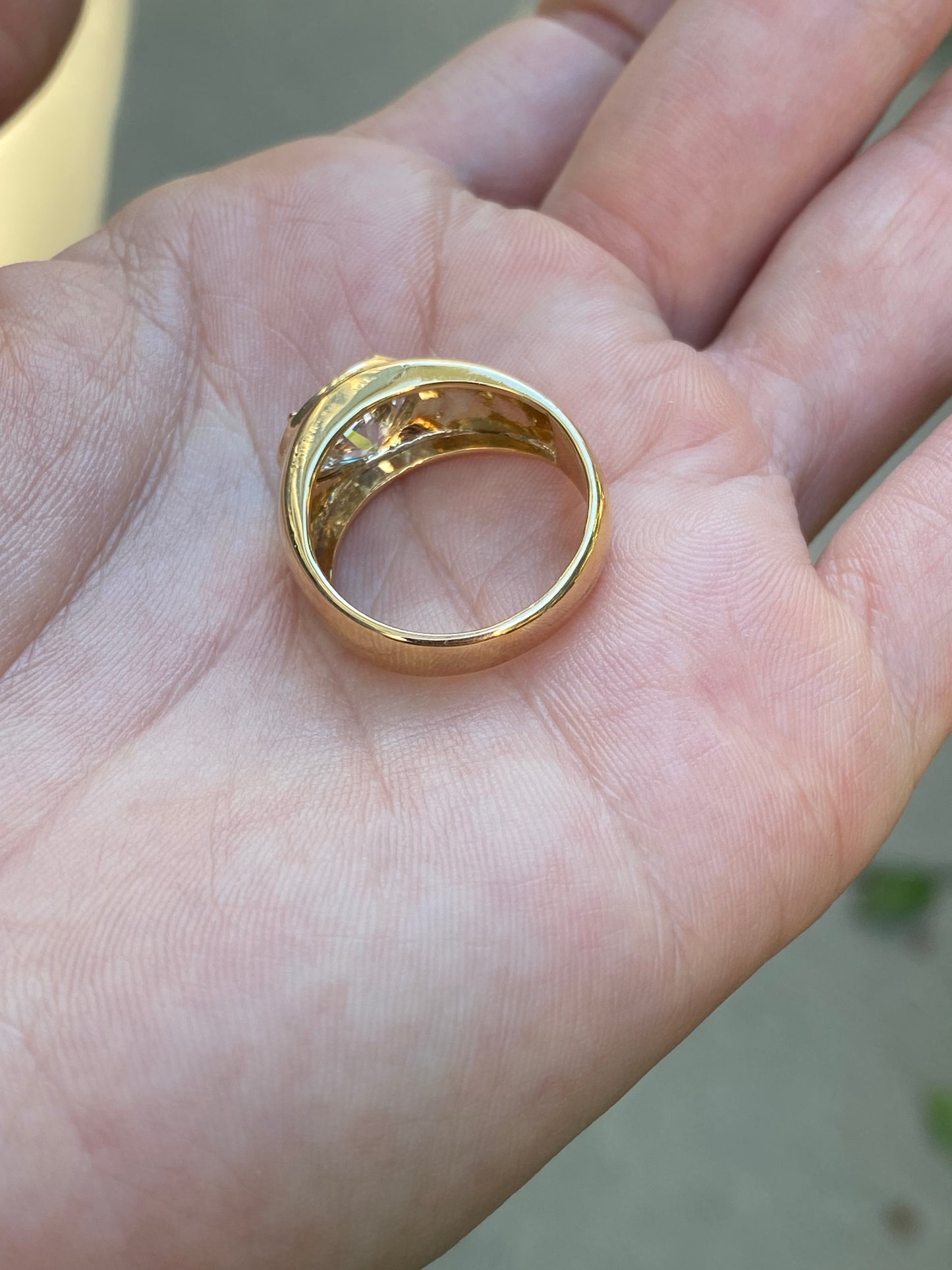 Blossom : 14k Gold Bezel Set Oval Chubby Diamond Ring