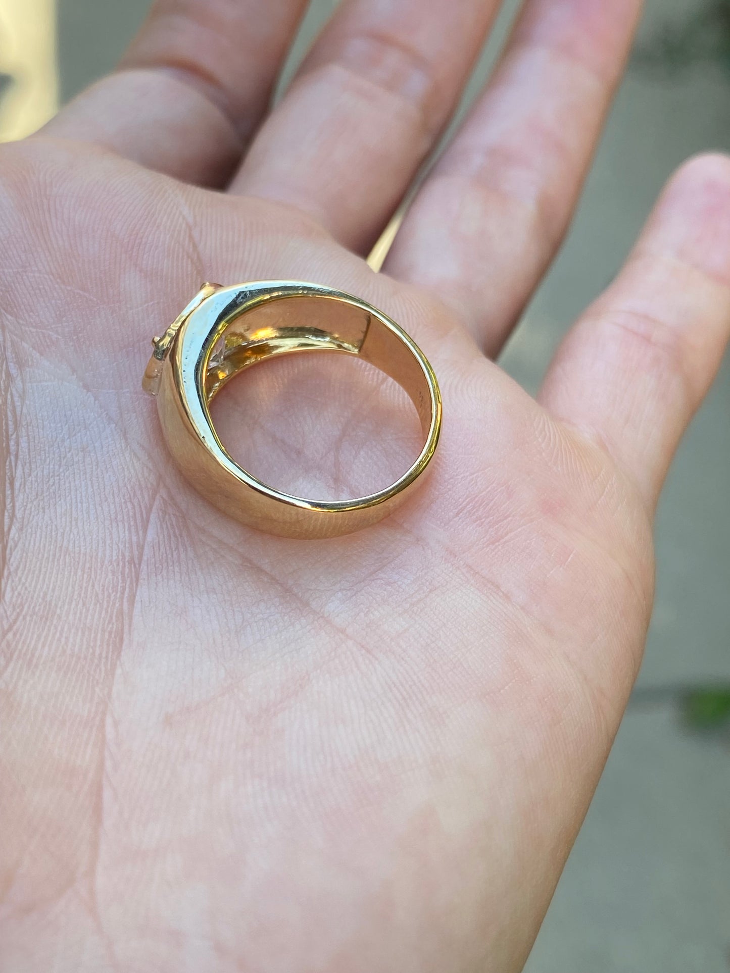 Blossom : 14k Gold Bezel Set Oval Chubby Diamond Ring
