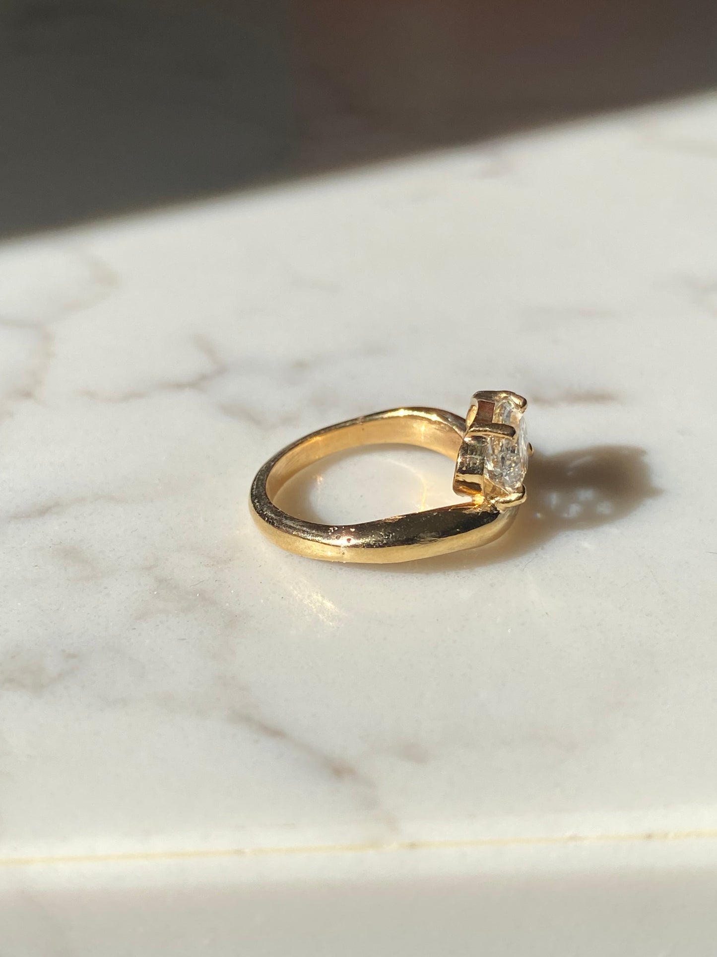 Billie : 14k Gold Step-Cut Moval Diamond Pinky Ring