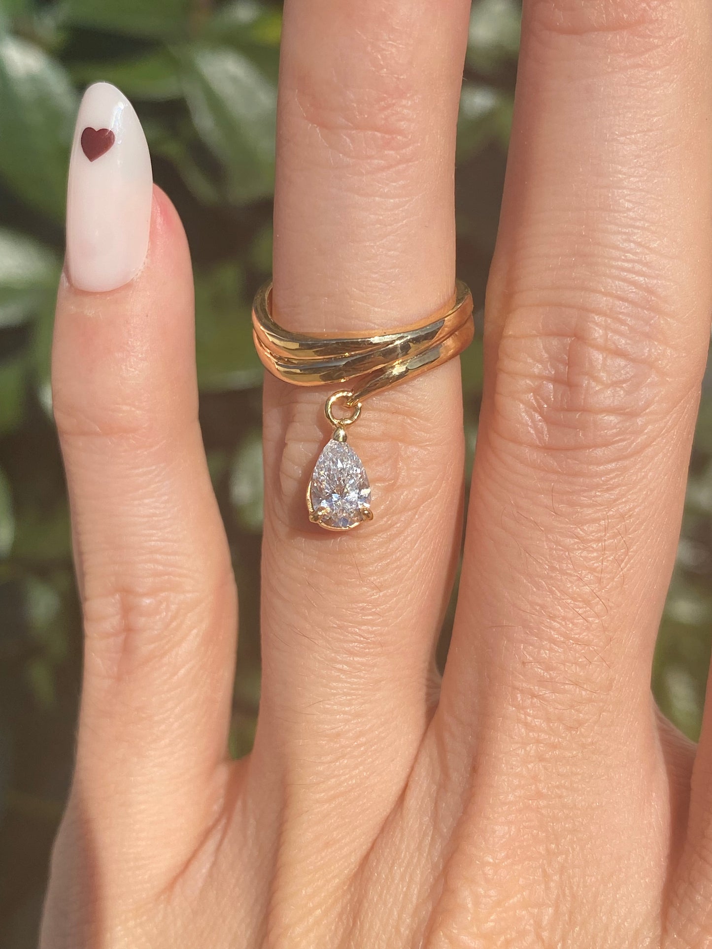 Baby : 14k Gold Dancing Pear Diamond Pinky Ring