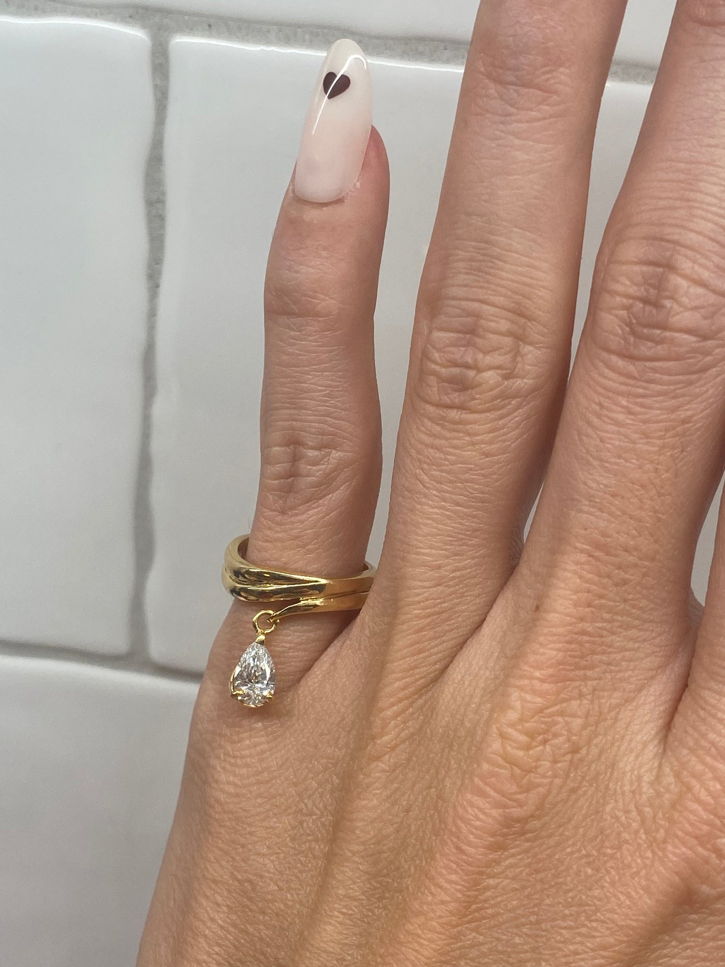 Baby : 14k Gold Dancing Pear Diamond Pinky Ring