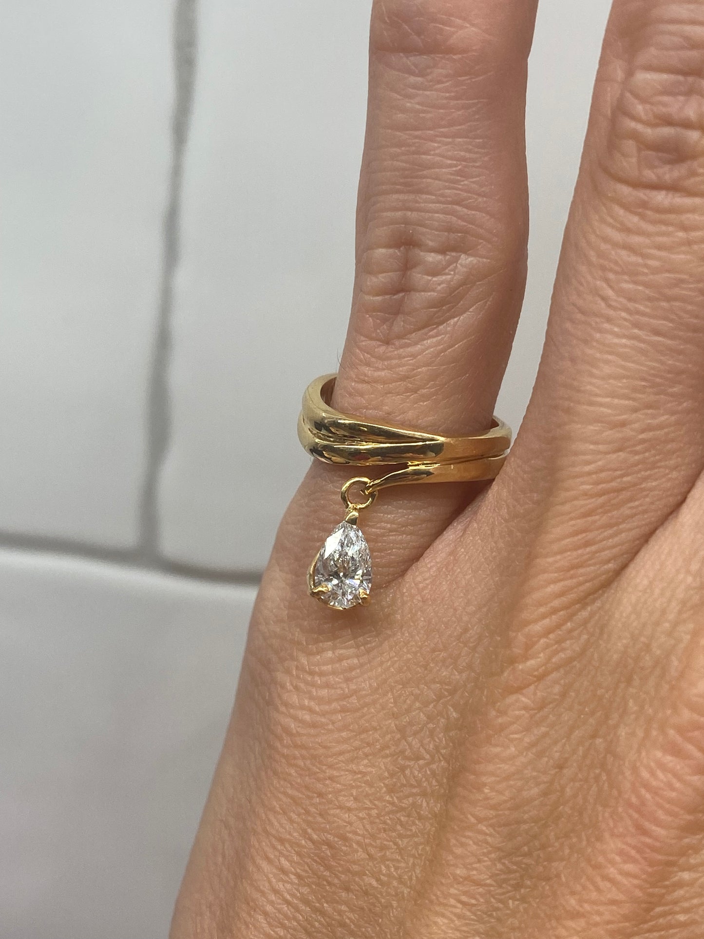 Baby : 14k Gold Dancing Pear Diamond Pinky Ring