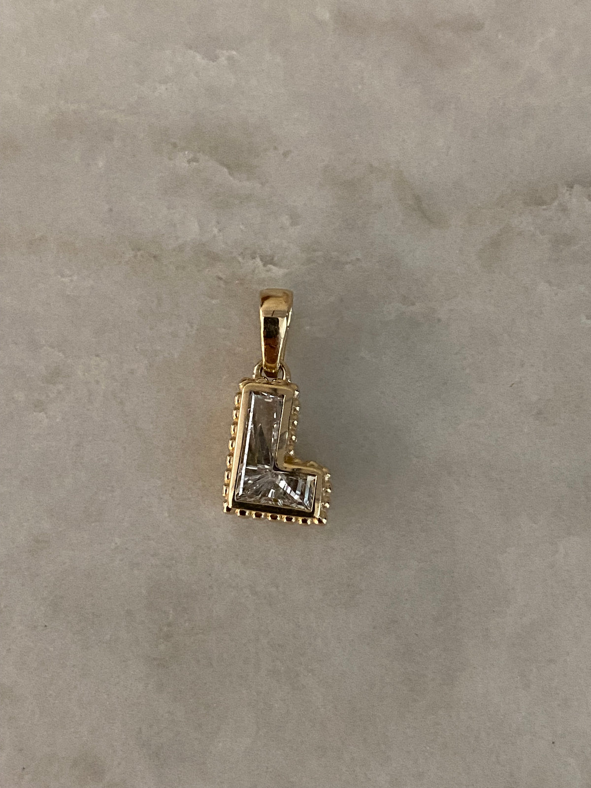14k Gold Lab Diamond Initial  L Letter Pendant
