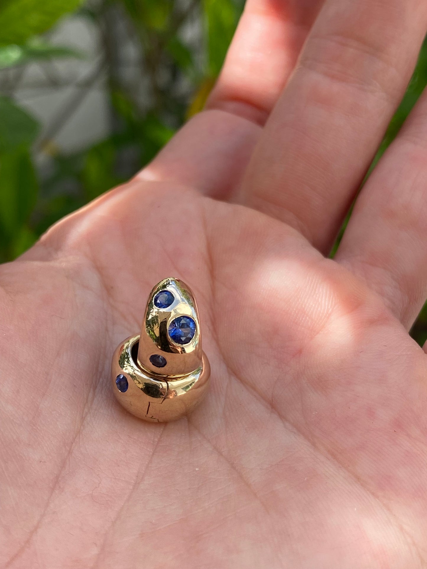 14k Gold Blue Sapphire Chubby Huggie Earrings