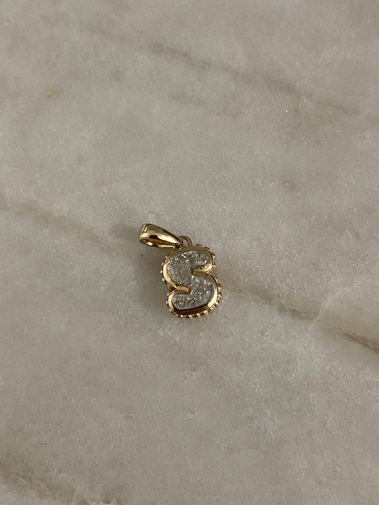 14k Gold Lab Diamond Initial S Letter Pendant