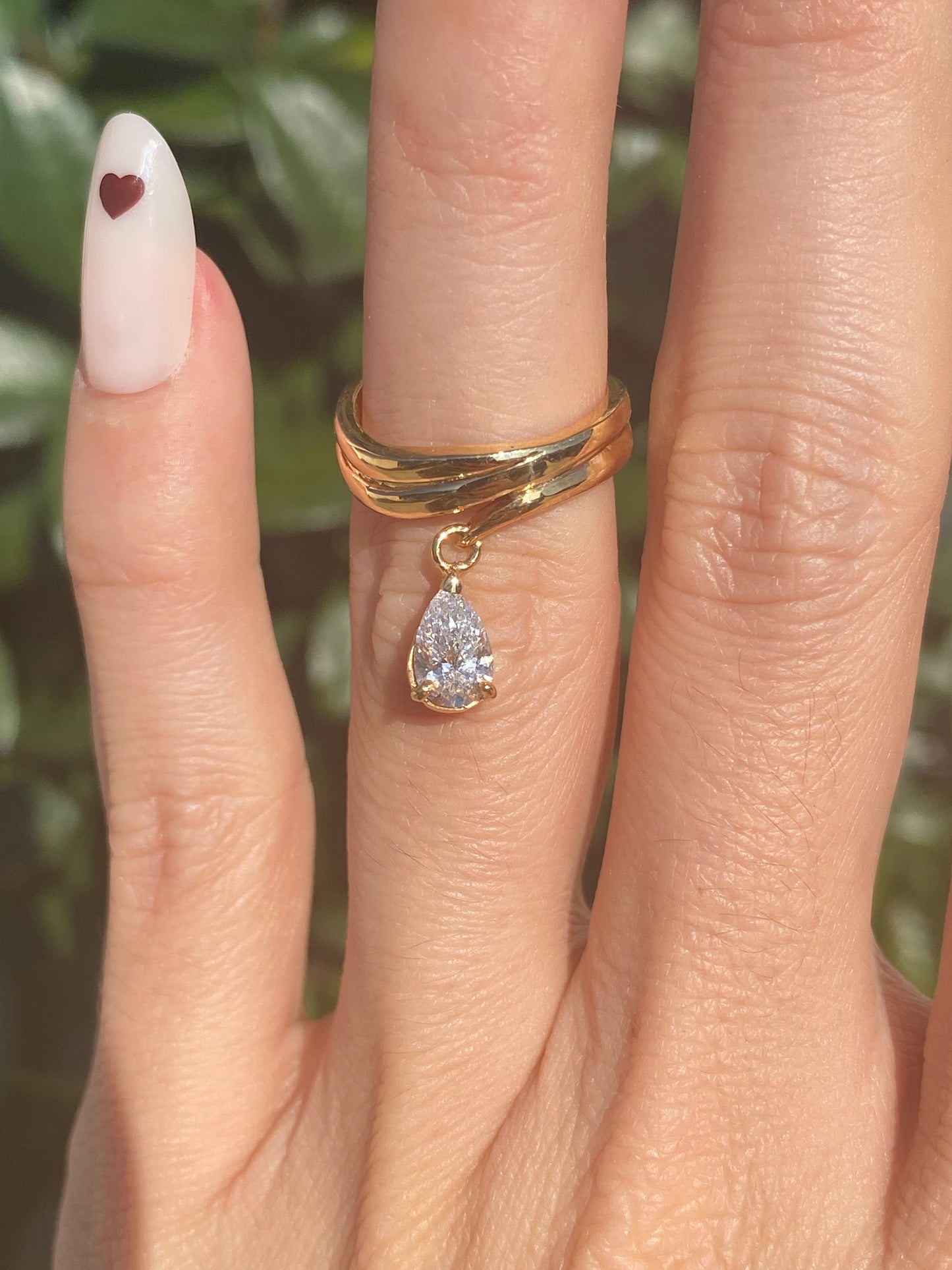 Baby : 14k Gold Dancing Pear Diamond Pinky Ring