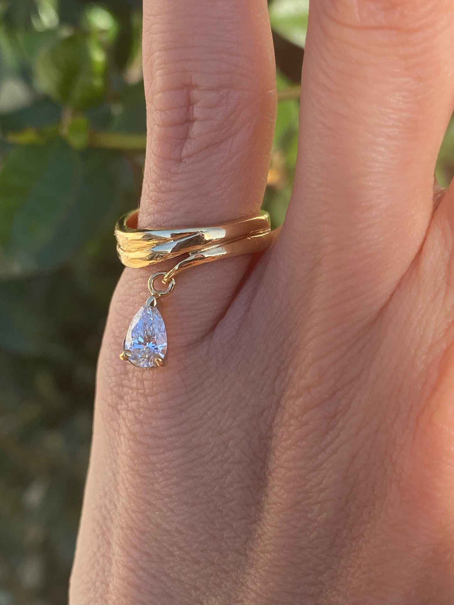 Baby : 14k Gold Dancing Pear Diamond Pinky Ring