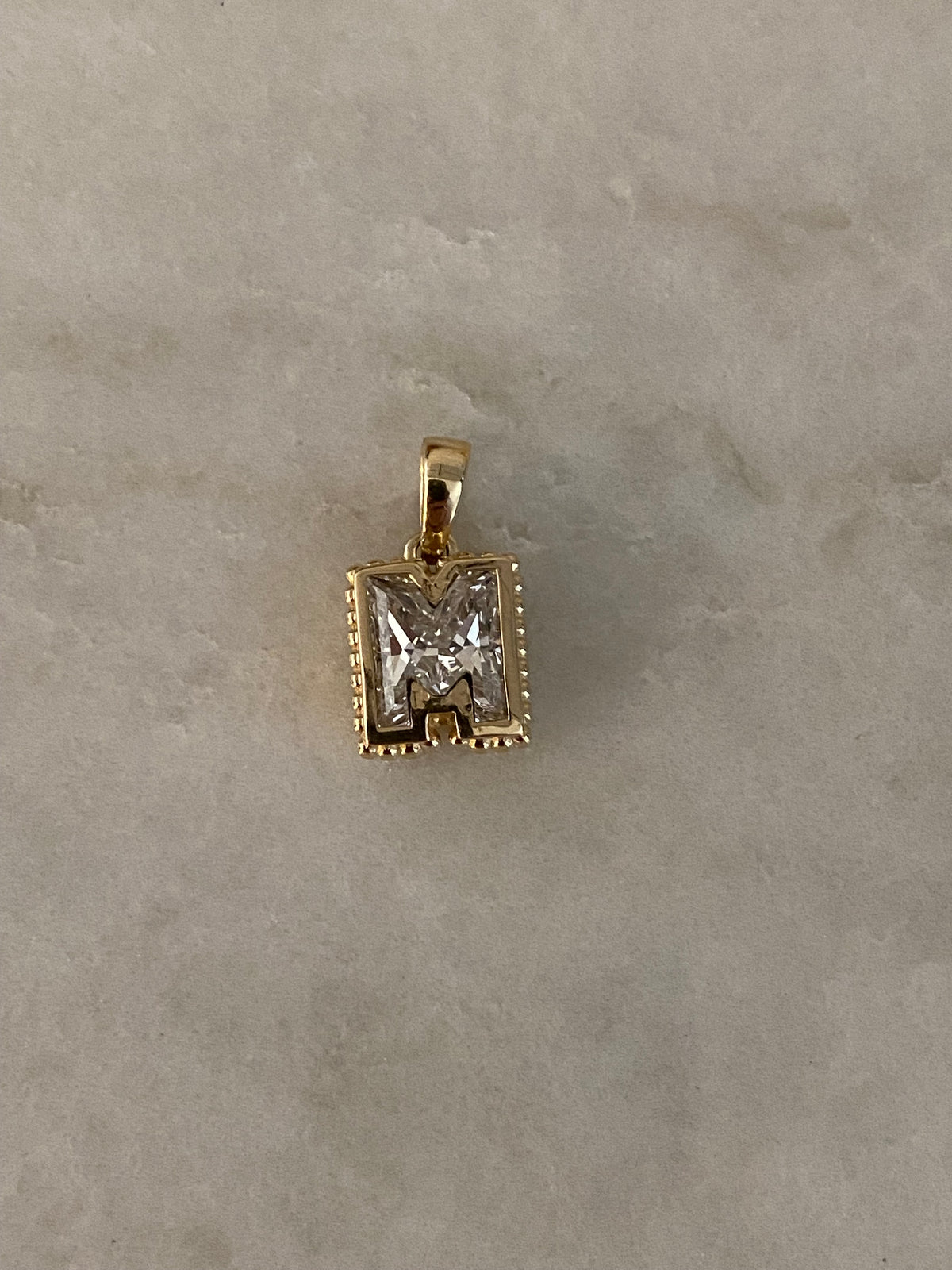14k Gold Lab Diamond Initial  M Letter Pendant
