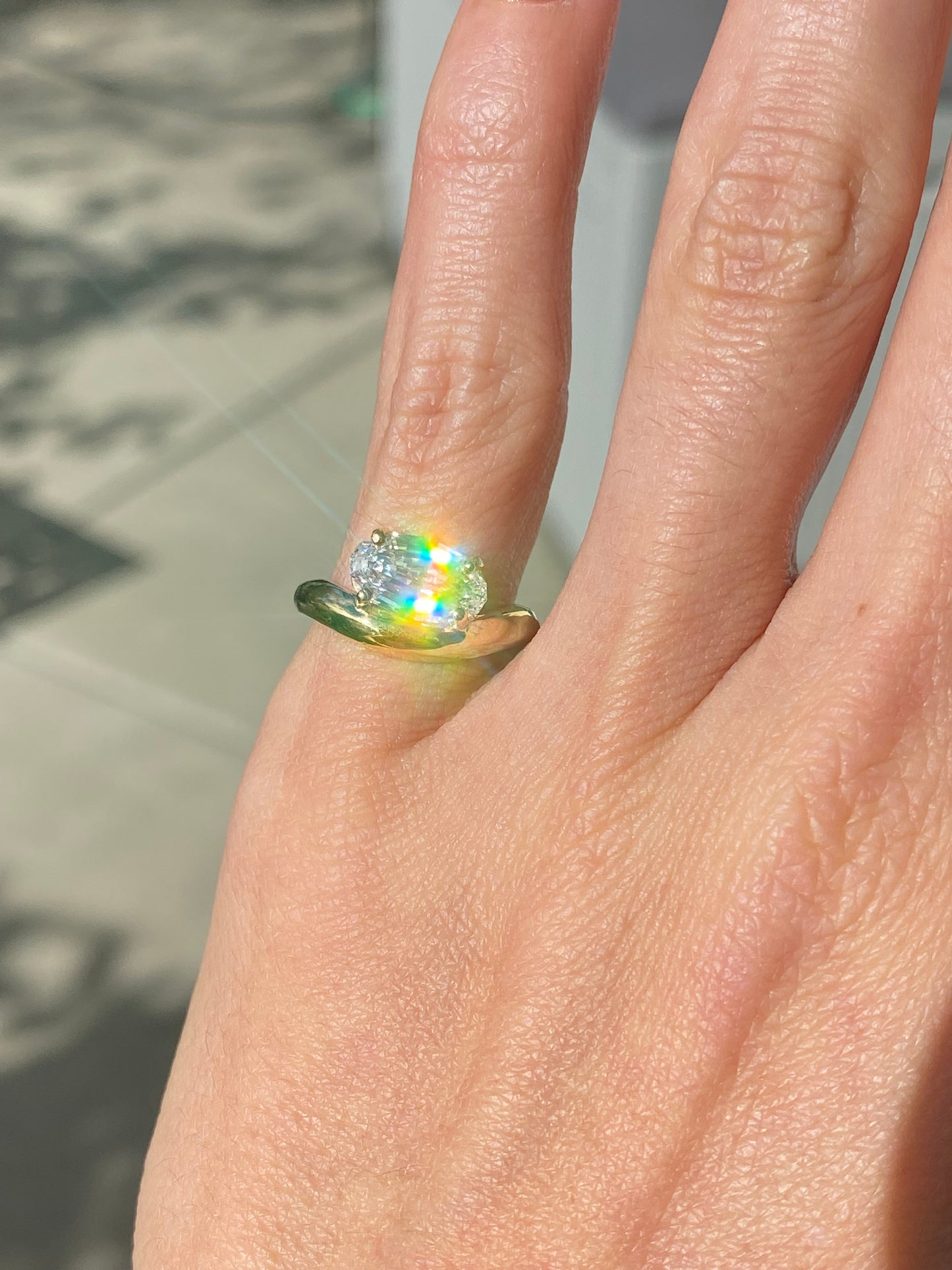 Billie : 14k Gold Step-Cut Moval Diamond Pinky Ring