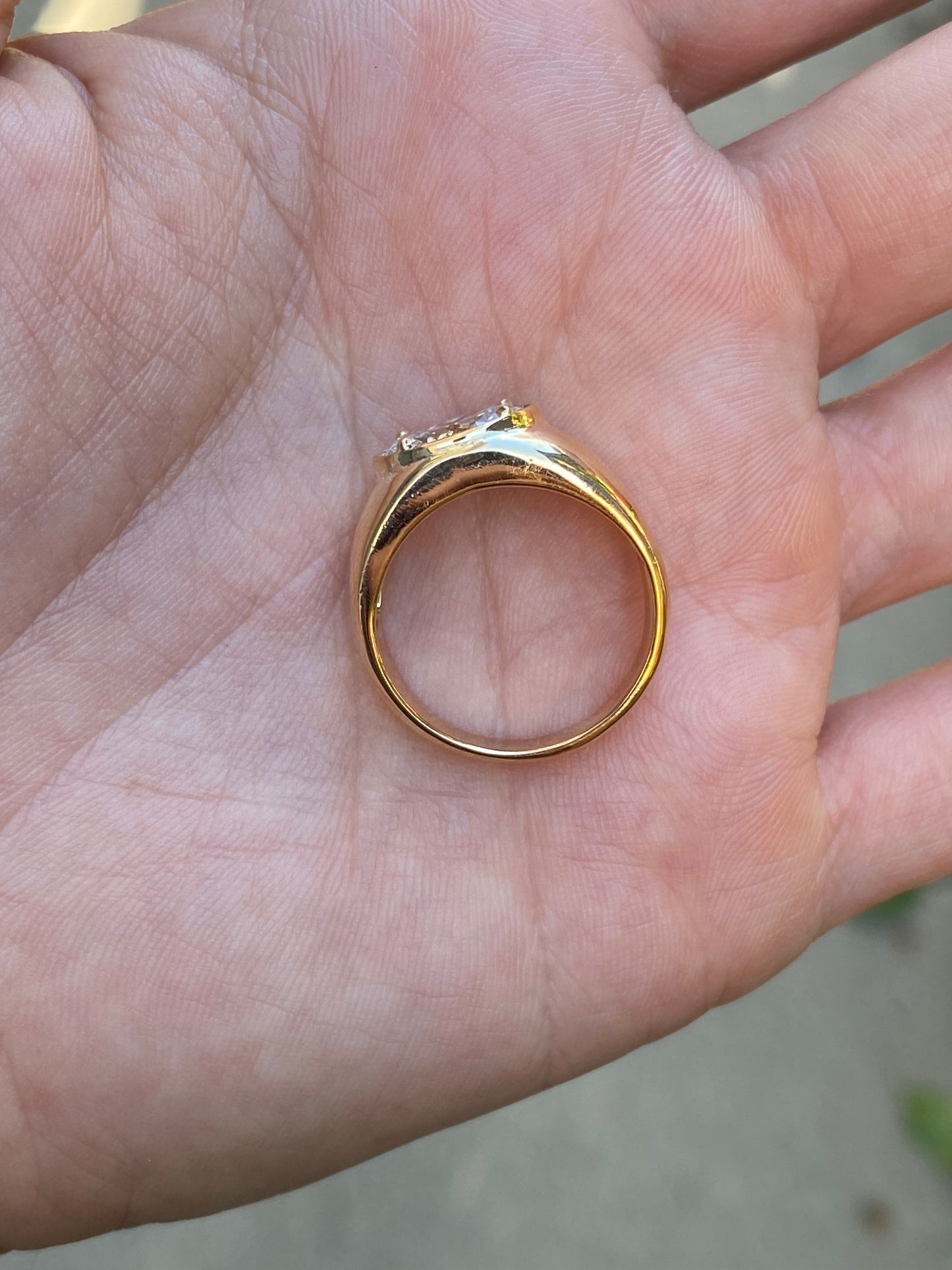 Blossom : 14k Gold Bezel Set Oval Chubby Diamond Ring