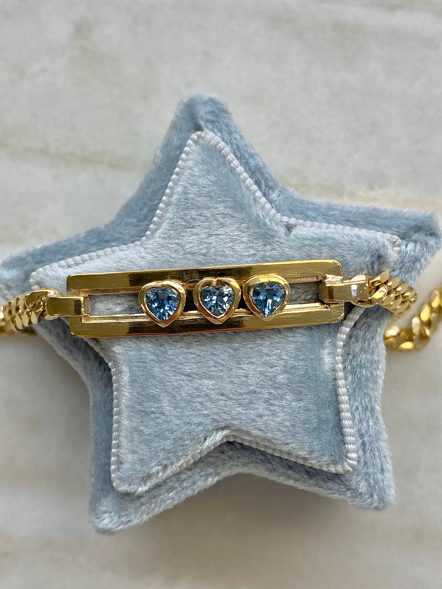 River: 14k Gold Bezel Heart Gemstone Slider Curb Bracelet