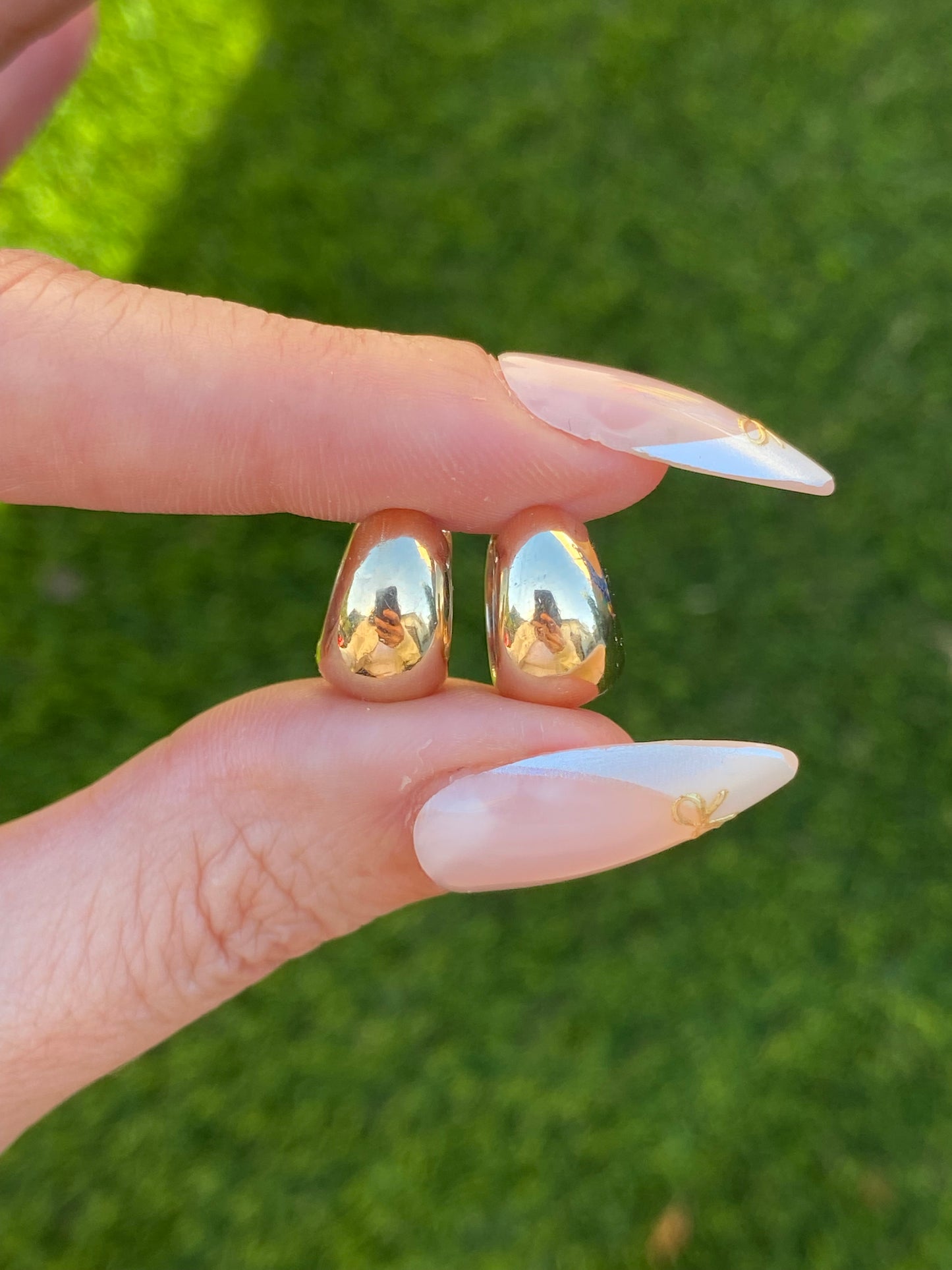 14k Gold Diamond Reversible Chubby Huggie Earrings